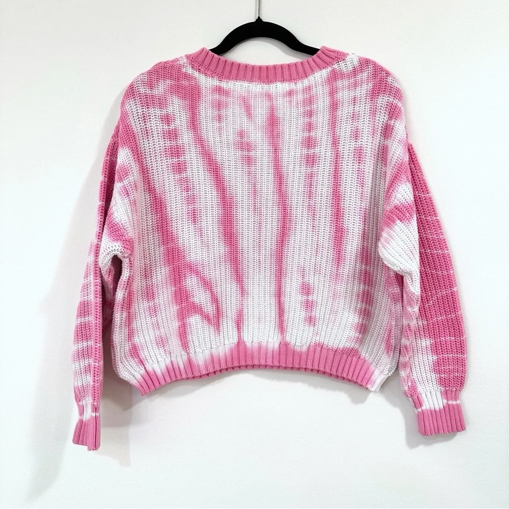 Lush Pink and White Tie-Dye Sweater Size Small - Picture 2 of 4